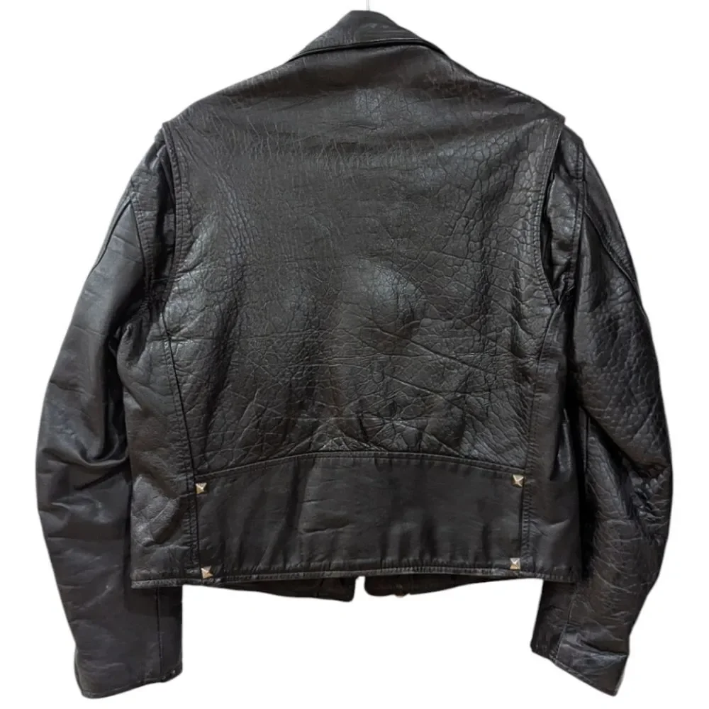 Vintage Ralph Lauren x Chaps U.S ARMY 100% Leather Moto Jacket Men's S in black - Picture 2 of 9